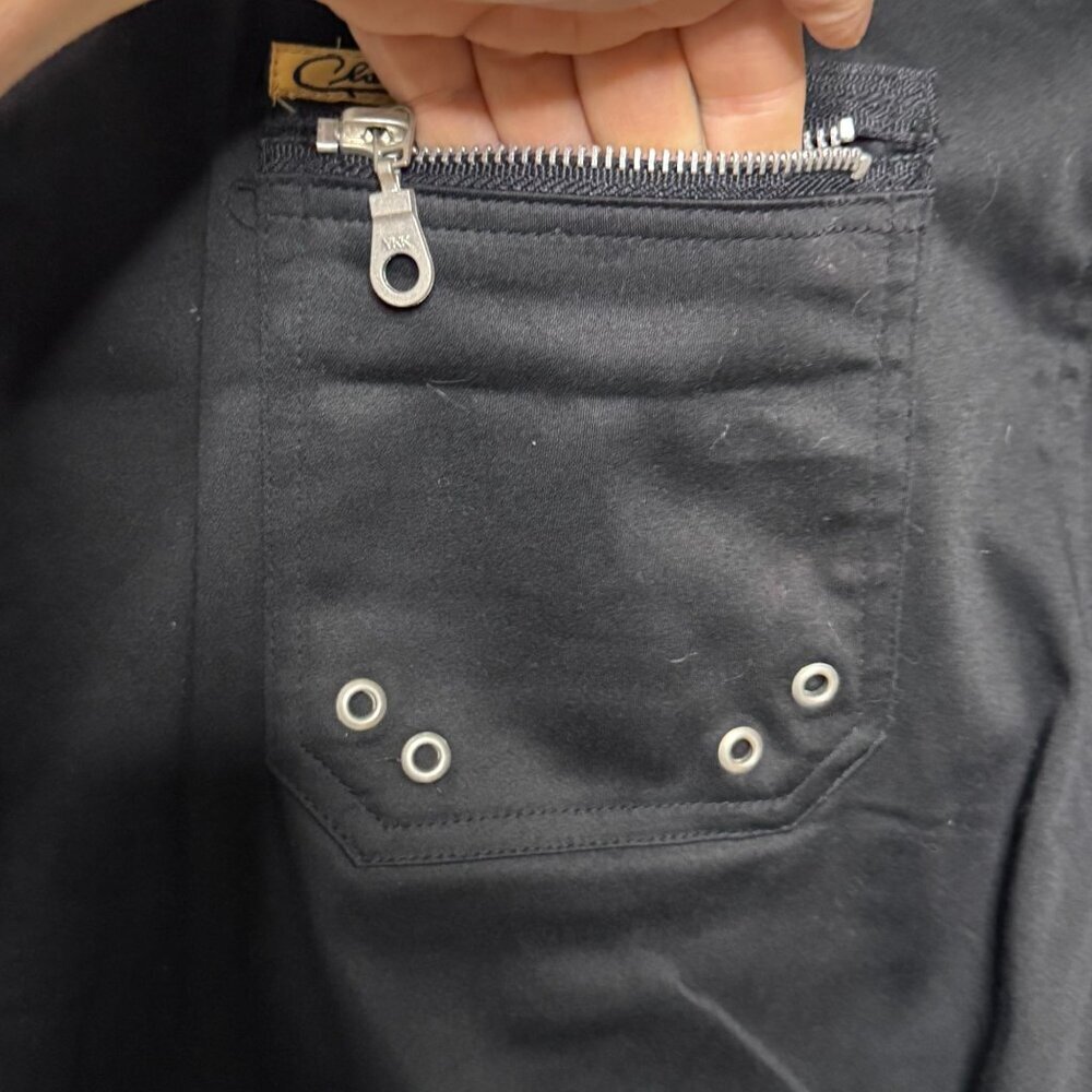 Y2K Clash Black Mid Rise Cargo Silver Zipper Hardware Flare Leg Pants Size 10 - Picture 11 of 17